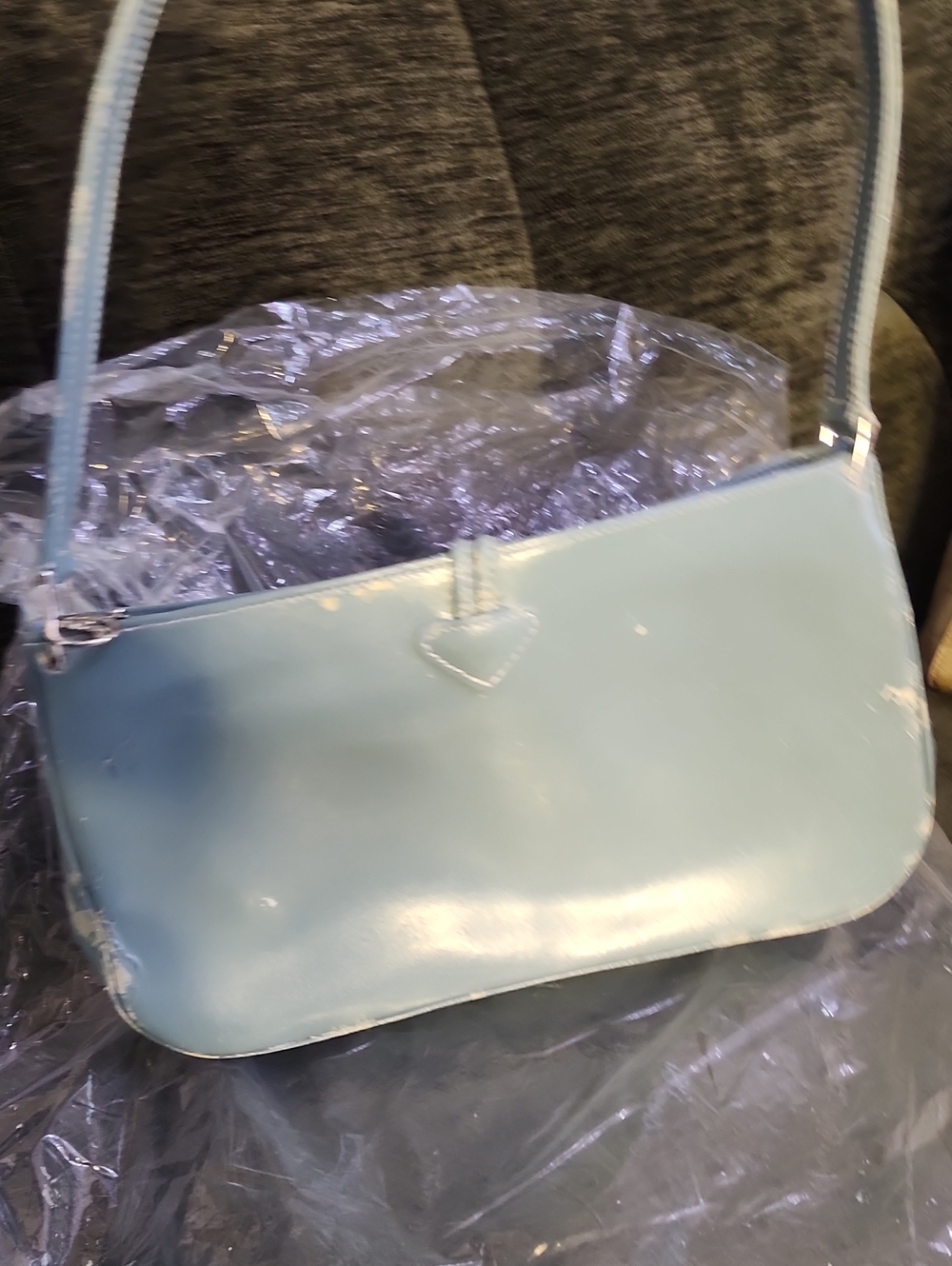 Longchamp RREHAB Light Blue Leather Shoulder Bag Peeling Throughout Exterior - Picture 5 of 13